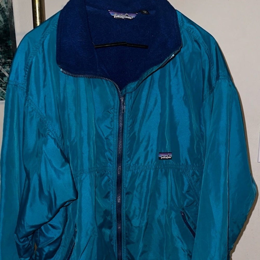 Vintage 90's Patagonia Fleece Lined Member's Only Bomber Jacket Ribbed Cuff XL